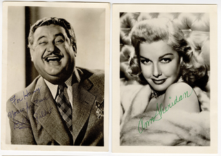 [FILM] Oberon, Merle. (1911–1979) & Milland, Ray. (1907–1986) & Beery, Noah Jr. (1913–1994) & Darnell, Linda. (1923–1965) & Gilbert, Billy. (1894–1971) & Sheridan, Ann. (1915–1967) Signed photographs of actors and actresses