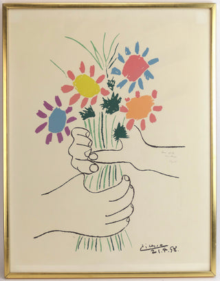[Bishop, Elizabeth. (1911 - 1979)] Picasso, Pablo. (1881–1973) [Bidart, Frank. (b. 1939)] Picasso "Bouquet of Peace" Lithograph - INSCRIBED BY ELIZABETH BISHOP TO FRANK BIDART