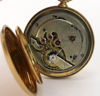 Bishop, Elizabeth. (1911 - 1979) [Bidart, Frank. (b. 1939)][Watch] Auguste Saltzman, Chaux de Fonds An 18K gold key wind full hunter pocket watch - EX-ELIZABETH BISHOP