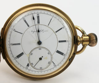 Bishop, Elizabeth. (1911 - 1979) [Bidart, Frank. (b. 1939)][Watch] Auguste Saltzman, Chaux de Fonds An 18K gold key wind full hunter pocket watch - EX-ELIZABETH BISHOP