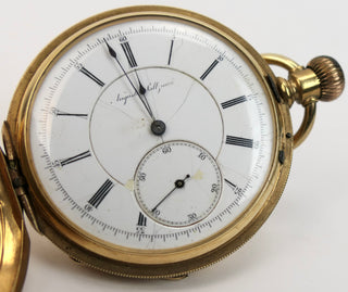 Bishop, Elizabeth. (1911 - 1979) [Bidart, Frank. (b. 1939)][Watch] Auguste Saltzman, Chaux de Fonds An 18K gold key wind full hunter pocket watch - EX-ELIZABETH BISHOP