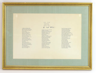 Bishop, Elizabeth. (1911 - 1979) [Bidart, Frank. (b. 1939)] The Fish [broadside] - INSCRIBED TO FRANK BIDART