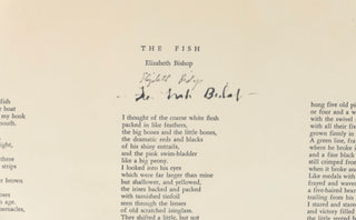 Bishop, Elizabeth. (1911 - 1979) [Bidart, Frank. (b. 1939)] The Fish [broadside] - INSCRIBED TO FRANK BIDART