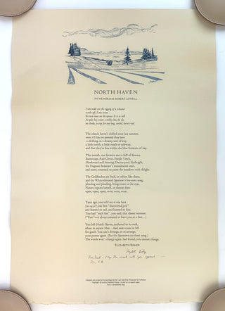 Bishop, Elizabeth. (1911 - 1979) [Bidart, Frank. (b. 1939)] North Haven [broadside] - INSCRIBED TO FRANK BIDART