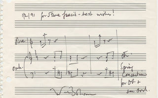 Bolcom, William. (b. 1938) Autograph musical quotation signed