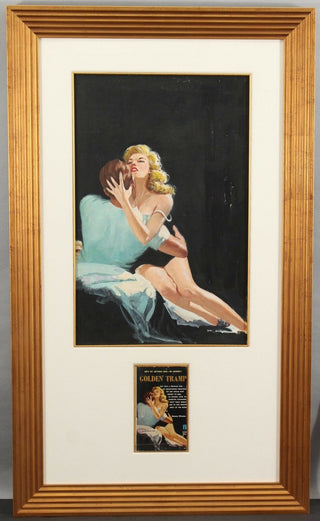 [Book Cover Art]  Barton, Harry. (1908–2001) "Golden Tramp" -  1959 Erotic Book Cover Illustration Painting
