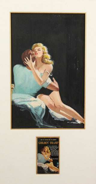[Book Cover Art]  Barton, Harry. (1908–2001) "Golden Tramp" -  1959 Erotic Book Cover Illustration Painting