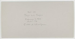Borges, Jorge Luis. (1899-1986) Original Photograph in Austin, TX (1982)