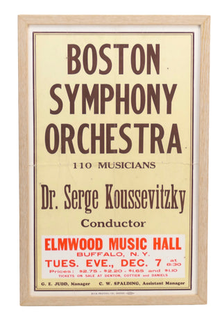 [Boston Symphony Orchestra] Koussevitzky, Serge . (1874-1951) 1937 Concert Poster