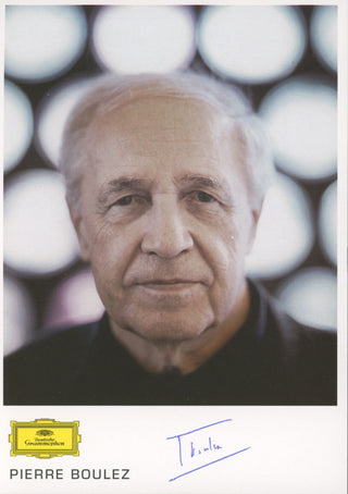 Boulez, Pierre. (1925–2016) Signed Deutsche Grammophon Promotional Photograph