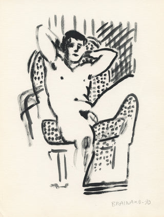 Brainard, Joe. (1941-1994) Untitled ("Male Odalisque on Polka Dots Chair"), 1990