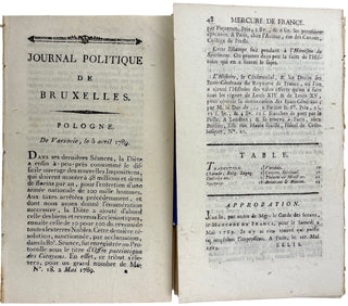 [Bridgetower, George Augustus Polgreen. (1778-1860)] Mercure de France, May 2, 1789; Journal Politique de Bruxelles [May 1789?]