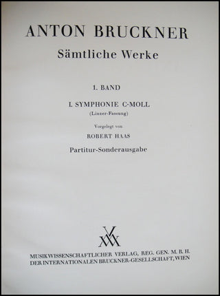Bruckner, Anton. (1824–1896) [Böhm, Karl. (1894–1981)] Symphonie C-moll (Linzer-Fassung) - First Symphony Score, from the Library of Karl Bohm