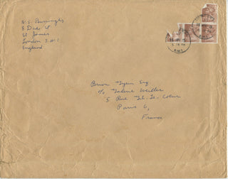 Burroughs, William S. (1914–1997) [Gysin, Brion. (1916–1986)] Original Photograph by Brion Gysin, Annotated by Burroughs, with Autograph Envelope