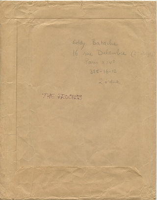 Burroughs, William S. (1914–1997) [Gysin, Brion. (1916–1986)] Original Photograph by Brion Gysin, Annotated by Burroughs, with Autograph Envelope