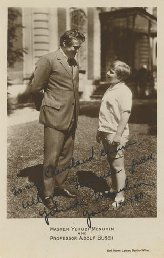 [Busch, Adolf. (1891–1952)] Menuhin, Yehudi. (1916–1999) Signed Photograph with Busch