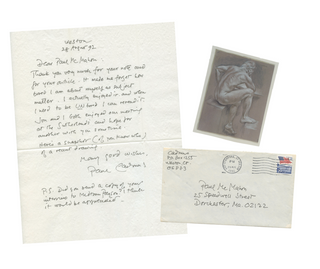 Cadmus, Paul. (1904-1999) [Anderson, Jon. (1937–2018)] Autograph Letter and Inscribed Photograph of Drawing