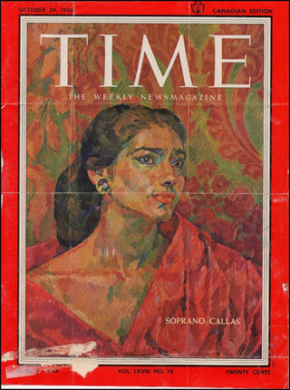 Callas, Maria. (1923–1977) Signed and Inscribed Time Magazine Cover
