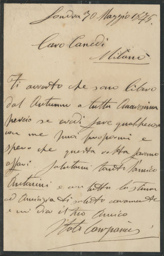 Campanini, Italo. (1845–1896) Autograph Letter Signed
