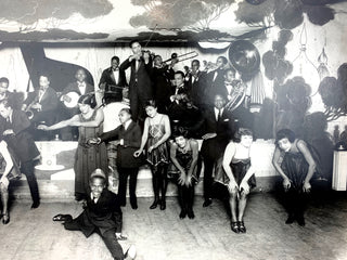 [Carroll Dickerson's Savoy Orchestra] [Armstrong, Louis. (1901–1971)] Dickerson, Carroll. (1895–1957) & Hines, Earl. (1903–1983) & Jaxon, Frankie "Half-Pint". (1896–1953) Carroll Dickerson Band at the Sunset Cafe – Large Original Photograph