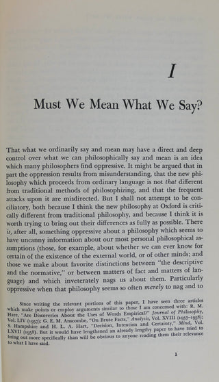 Cavell, Stanley. (1926-2018) [Bidart, Frank. (b. 1939)] "Must We Mean What We Say?"