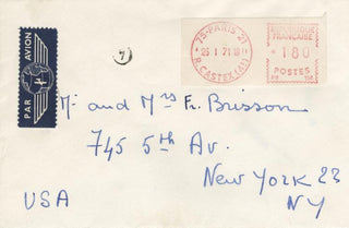 [Chanel, Coco. (1883–1971)] Autograph Postcard about Chanel's Death