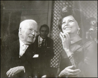 [Film & Theatre] Chaplin, Charlie. (1889-1977) & Loren, Sophia. (b. 1934) Original Photograph
