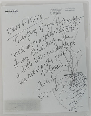 Chihuly, Dale. (b. 1941) Las Tres Hermanas Ikebanas, Black Series Limited Edition (2008) - WITH AUTOGRAPH PRESENTATION LETTER AND DRAWING