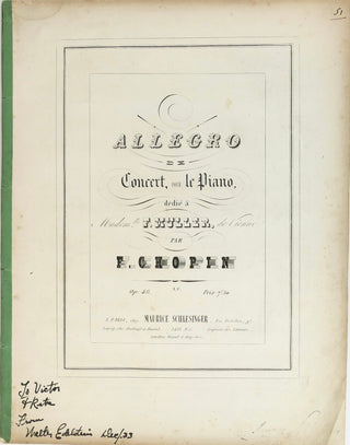 Chopin, Frédéric. (1810–1849) Allegro de Concert pour le Piano...Op. 46.