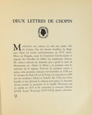 [Chopin, Frédéric. (1810–1849)] [Rorem, Ned. (1923-2022)] Four Chopin Volumes from the Library of Ned Rorem - INCLUDING FIRST EDITION OF ONE OF THE EARLIEST BOOKS ON CHOPIN