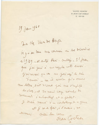 Cocteau, Jean. Two Autograph Letters Signed, view 1