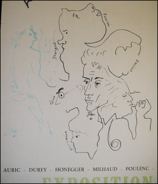 Cocteau, Jean. (1889–1963) Poster for Les Six with Signed Original Drawing of Orpheus