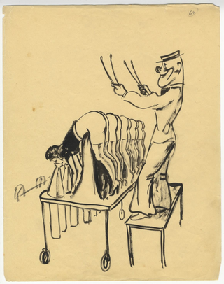 [Xylophone Erotic Clown Art] ["MAG"] Humorous Erotic Drawing, France, ca. 1940