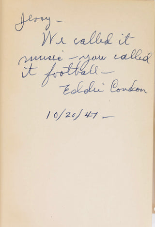 Condon, Eddie. (1905-1973) "We Called it Music: A Generation of Jazz" - Signed to a Football Player