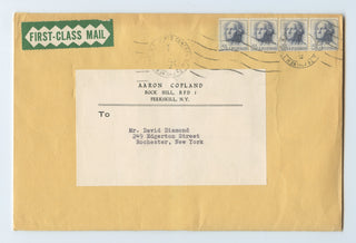 [Copland, Aaron. (1900–1990)] [Diamond, David. (1915–2005)] Four Envelopes to David Diamond