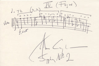 Corigliano, John. (b. 1938) "Symphony No. 2" - Autograph musical quotation signed