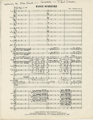 Creston, Paul. (1906–1985) Dance Overture - Signed copy of musical facsimile