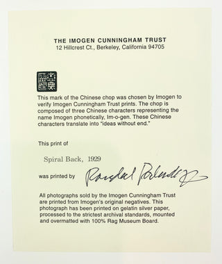 Cunningham, Imogen. (1883–1976) Spiral Back, 1929