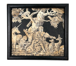 [Music Iconography] [Orpheus] "Orpheus and the Animals" - 17th Century Dutch Penwork Tile