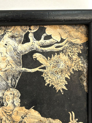 [Music Iconography] [Orpheus] "Orpheus and the Animals" - 17th Century Dutch Penwork Tile