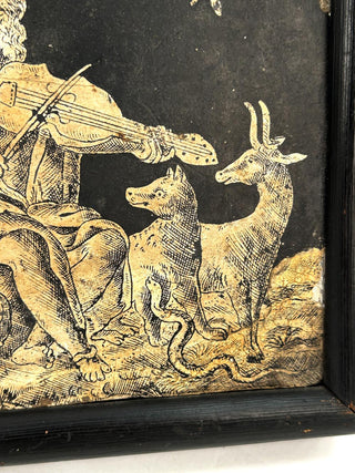 [Music Iconography] [Orpheus] "Orpheus and the Animals" - 17th Century Dutch Penwork Tile