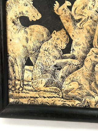 [Music Iconography] [Orpheus] "Orpheus and the Animals" - 17th Century Dutch Penwork Tile