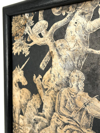 [Music Iconography] [Orpheus] "Orpheus and the Animals" - 17th Century Dutch Penwork Tile