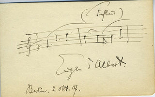 D'Albert, Eugen. (1862 - 1932) "Tiefland" - Autograph Musical Quotation
