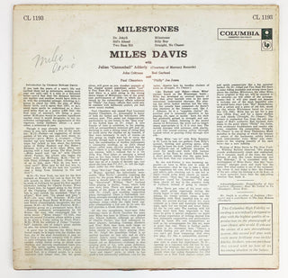 Davis, Miles. (1926–1991) "Milestones"- SIGNED