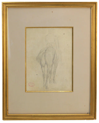 Degas, Edgar. (1834 - 1917) Étude de cheval vue de dos, esquisse de cavalier [Study of horse seen from behind, sketch of rider]