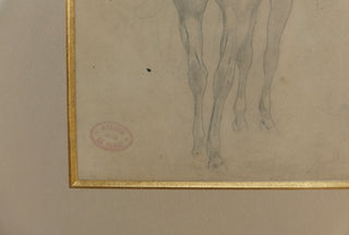 Degas, Edgar. (1834 - 1917) Étude de cheval vue de dos, esquisse de cavalier [Study of horse seen from behind, sketch of rider]