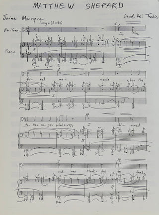 Del Tredici, David. (1937-2023) Three Songs for Baritone and Piano - INSCRIBED SCORE