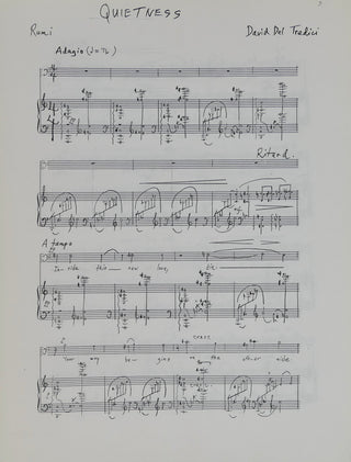 Del Tredici, David. (1937-2023) Three Songs for Baritone and Piano - INSCRIBED SCORE