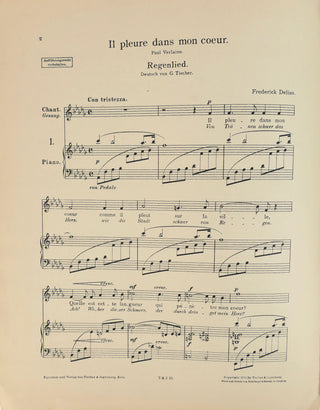 Delius, Frederick. (1862–1934) Drei Lieder Dichtungen von Paul Verlaine